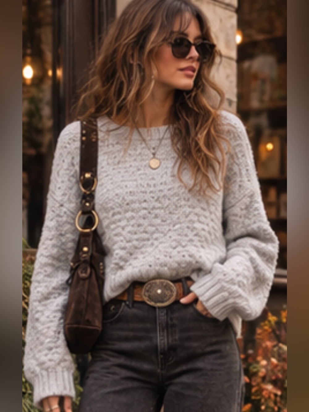 Cozy Textured Oversized Knit Sweater - Light Ice Blue ❄️💙